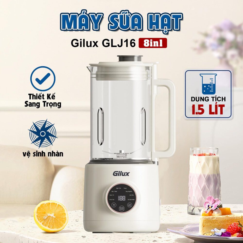 Máy làm sữa hạt đa năng Gilux GLJ16 - 8in1 - Xay nấu sữa hạt êm ái, độ ồn thấp nhất thị trường - Ảnh 2