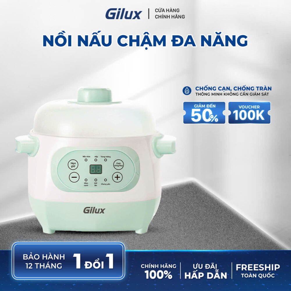 Máy làm sữa hạt đa năng Gilux GLP18 - 15in1 Nắp inox xịn sò - Nấu sữa hạt, Nấu cháo - Soup, Xay sinh tố