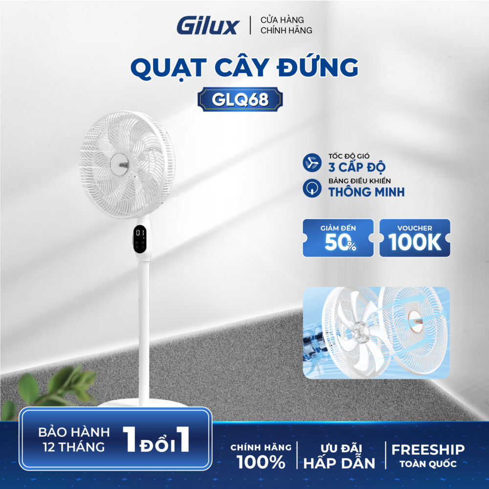 Quạt cây Gilux GLQ 68 – Gió êm dịu, mát lành cả mùa hè