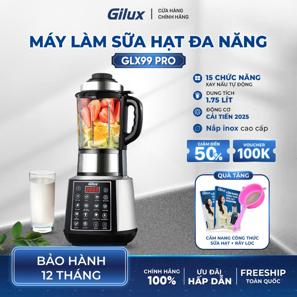 Máy làm sữa hạt đa năng Gilux GLX99 PRO - 15in1 Nấu sữa hạt, Nấu cháo - soup, Xay sinh tố